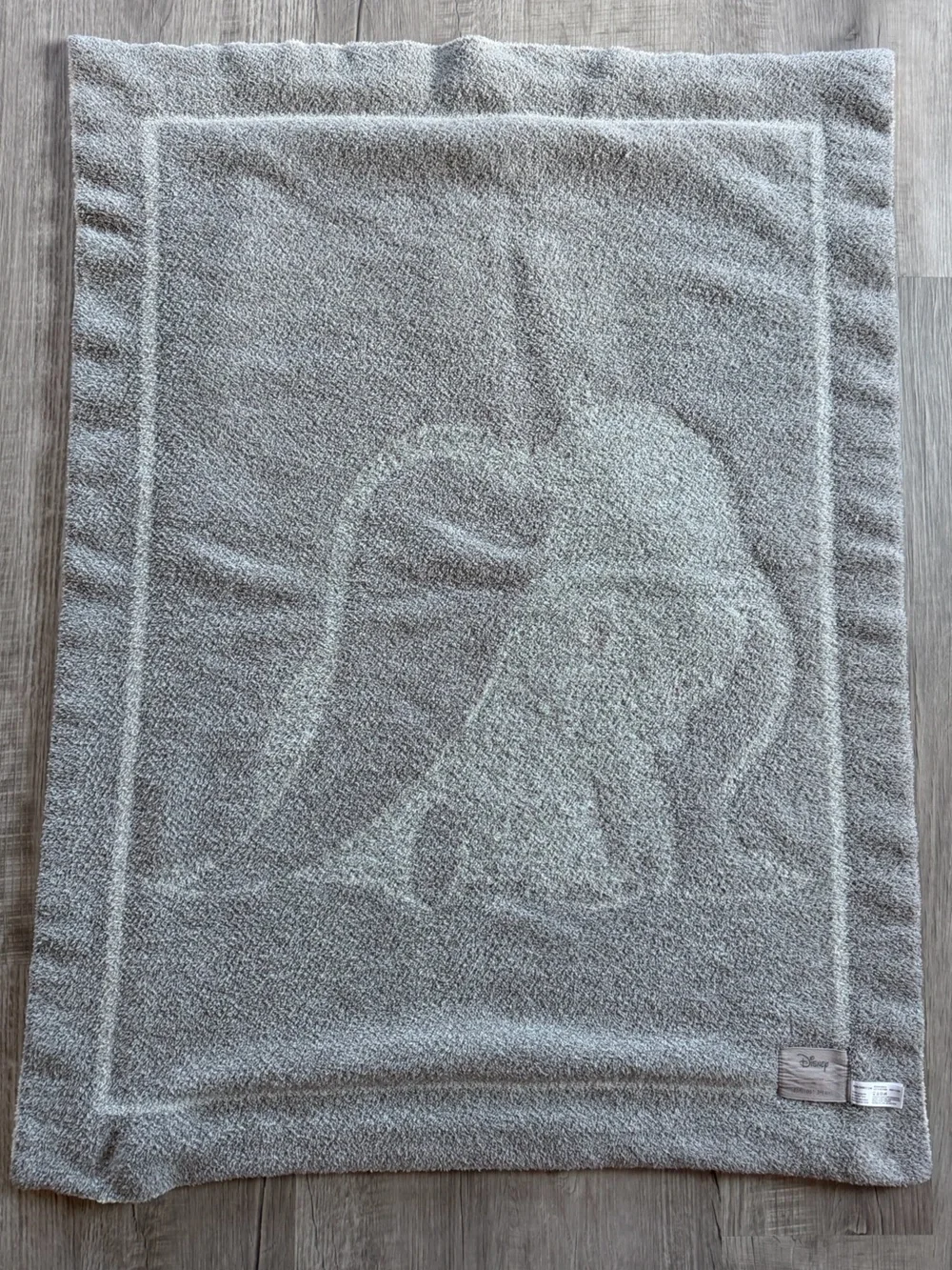 Barefoot Dreams Baby Blanket Pale Gray and Cream Dumbo Design